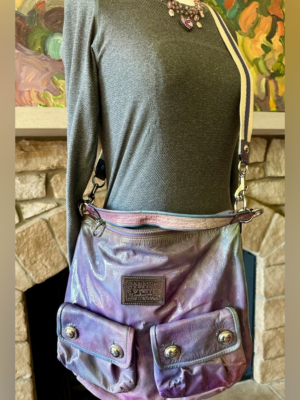 Coach Poppy purple ombre violet cross body bag